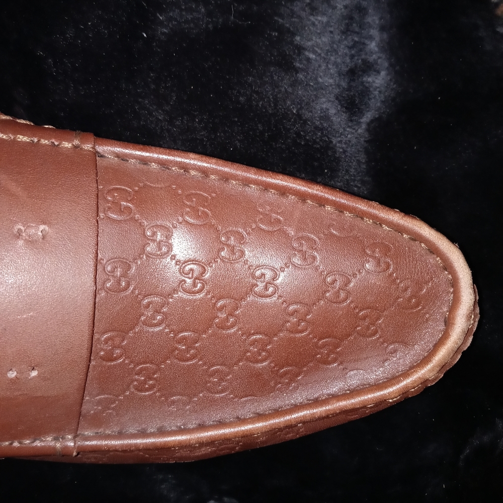Vintage Gucci Men Brown Leather Loafers NWOT - Picture 10 of 11